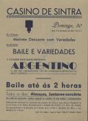 Programa de Matiné Dançante, com a participação do Argentino, bailarino espanhol, no dia 30 de setembro de 1945.