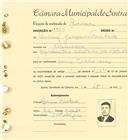 Registo de matricula de carroceiro em nome de Manuel Joaquim Trindade, morador em Albarraque, com o nº de inscrição 1828.