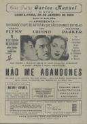 Programa do filme "Não Me Abandones" com a realização de Peter Godfrey. 