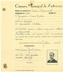 Registo de matricula de cocheiro profissional em nome de Joaquim Nunes Baleia, morador no Mucifal, com o nº de inscrição 1140.