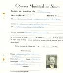 Registo de matricula de carroceiro em nome de Bernardino domingos Carioca, morador no Arneiro da Arreganha, com o nº de inscrição 2075.