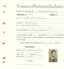 Registo de matricula de cocheiro profissional em nome de Martinho da Conceição Valério, morador em Rio de Mouro, com o nº de inscrição 1198.