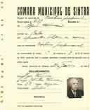 Registo de matricula de cocheiro profissional em nome de Hans Wimmer, morador em Belas, com o nº de inscrição 637.
