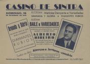 Programa da Matiné Dançante e variedades com a participação dos artistas Granada e Glória e diamantes Rubios no dia 16 de setembro de 1945.