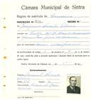 Registo de matricula de carroceiro em nome de Joaquim Duarte Oleiro, morador em Sintra, com o nº de inscrição 2193.
