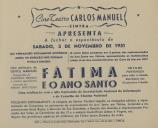 Programa do filme completo em 3 partes, das comemorações do Ano Santo em Fátima, apresentando as testemunhas ainda vivas dos acontecimentos da Cova da Iria em Fátima no ano de 1917 e o Ano Santo realizado por Gentil Marques.