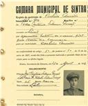 Registo de matricula de cocheiro amador em nome de Pedro António Salema Garção, morador em Sintra, com o nº de inscrição 910.