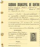 Registo de matricula de cocheiro profissional em nome de Florindo do Peso, morador na Quinta do Pombal, Sintra, com o nº de inscrição 925.