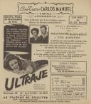 Programa do filme "Ultraje" realizado por Ida Lupino com a participação de Mala Powers e Tod Andrews.