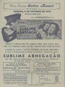 Programa do filme "Sublime Abnegação" com a realização de Dudley Nichols com a participação de Rosalind Russel, Alexander Knox. 
