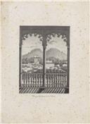 Uma janella do paço real de Cintra [Material gráfico] / Charles Legrand. – Lisboa : Manuel Luís da Costa, 1843. – 1 litografia : papel, p & b ; 20 x 15 cm.