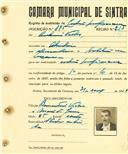 Registo de matricula de cocheiro profissional em nome de António [Vinha], morador na Abrunheira, com o nº de inscrição 875.