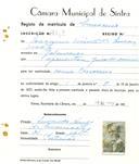 Registo de matricula de carroceiro em nome de Joaquim Vicente Encarnação, morador em Galamares, com o nº de inscrição 2103.