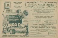 Programa do filme "Gunga Din" realizado por George Stevens com a participação de Cary Grant, Victor Mclaglen, Douglas FairBanks, Jr. Joan Fontaine. 