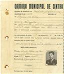 Registo de matricula de cocheiro profissional em nome [Serafim] da Silva, morador em Serradas, com o nº de inscrição 1082.