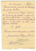 Requerimento feito por Joaquina Teresa ao Presidente da Junta de Paróquia de Colares para receber a esmola de 1$00 escudo do legado de Colares.