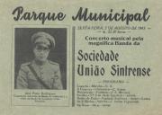 Programa da Sociedade União Sintrense anunciando um concerto da banda União Sintrense no Parque Municipal de Sintra.
