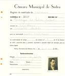 Registo de matricula de carroceiro em nome de Henrique da Silva Lopes, morador na Rinchoa, com o nº de inscrição 2006.