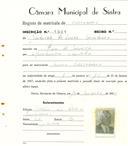 Registo de matricula de carroceiro em nome de Estêvão de Sousa Monteiro, morador em Rio de Mouro, com o nº de inscrição 1951.