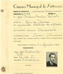Registo de matricula de cocheiro profissional em nome de José Adelino Caroço Batista, morador em Rio de Mouro, com o nº de inscrição 1158.