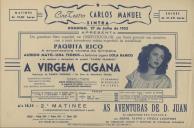 Programa do filme "A Virgem Cigana" com a participação de Alfredo Mayo , Lina Yegros e Lola Ramos.