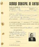Registo de matricula de cocheiro profissional em nome de Aquilino Patrício Gualdino da Silva, morador no Pendão, com o nº de inscrição 872.