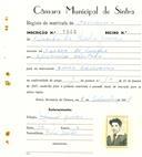 Registo de matricula de carroceiro em nome de Placido da Rocha Gomes, morador na Várzea de Sintra, com o nº de inscrição 1902.