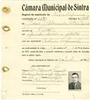 Registo de matricula de cocheiro profissional em nome de José de Almeida Atanasio, morador na Portela, com o nº de inscrição 1079.