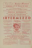 Programa do filme "Irtermezzo" com a participação de Ingrid Bergman e Leslie Howard.