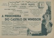 Programa do filme "A Prisineira do Castelo de Windsor" realizado por Cavalcanti com a participação de Jean Pierre Aumont, Joan Hopkins e Cacil Parker. 