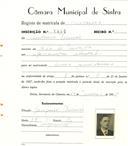 Registo de matricula de carroceiro em nome de António Vicente, morador em Rio de Mouro, com o nº de inscrição 1955.