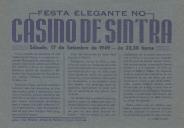 Programa de uma Festa e Baile no Casino de Sintra, no dia 17 de setembro de 1949.
