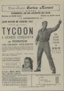 Programa do filme "Tycoon" com a participação de John Wayne e Laraine Day. 