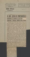 O que têem os portugueses - Francisco Costa entre os 10 primeiros, publicado no Jornal "Diário Popular", de Lisboa.