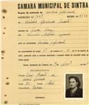 Registo de matricula de cocheiro profissional em nome de Natália Machado Duarte, moradora na Venda Seca, com o nº de inscrição 1003.