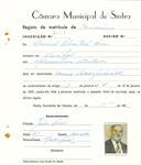 Registo de matricula de carroceiro em nome de Manuel Sebastião Dias, morador no Mucifal, com o nº de inscrição 2084.