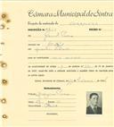 Registo de matricula de carroceiro em nome de Manuel Pereira, morador no Linhó, com o nº de inscrição 1859.