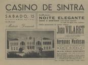 Programa da Noite Elegante e Matiné Dançante com a participação de João Vilaret, Hermanos Montezan e Mário Nicolau, no dia 15/09/1945.