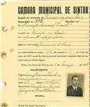 Registo de matricula de carroceiro de 2 bois em nome de Domingos Manuel Vicente, morador na Granja dos Serrões, com o nº de inscrição 393.