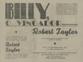 Programa do filme "Billy, o vingador" com a participação do ator Robert Taylor.