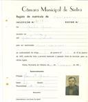 Registo de matricula de carroceiro em nome de Bento Bruno, morador em Covas, com o nº de inscrição 2073.