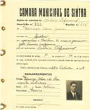 Registo de matricula de cocheiro profissional em nome de Domingos Alves Júnior, morador em Queluz, com o nº de inscrição 772.
