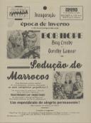 Programa do filme "Sedução de Marrocos" com a participação dos atores Bob Hope, Bing Crosby e Doroty Lamour.