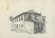 Desenho de Alfredo da Costa Azevedo sobre casa na Rua Dr. Higino de Sousa - antiga R. do Roseiral.