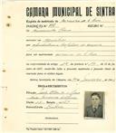 Registo de matricula de carroceiro de 2 bois em nome de Fernando Claro, morador em Agualva, com o nº de inscrição 377.