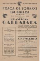 Programa da Grandiosa Garraiada, no Campo da Portela de Sintra, promovida por uma comissão a favor da Associação dos Bombeiros Voluntários de Sintra, 1.ª secção, a 3 de setembro de 1939.