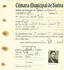Registo de matricula de cocheiro profissional em nome de Manuel Esteves [Grifo], morador em Sintra, com o nº de inscrição 1044.