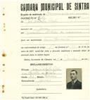 Registo de matricula de carroceiro em nome de José Silvestre Piloto, morador em Janas, com o nº de inscrição 2377.