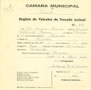 Registo de um veiculo de duas rodas tirado por um animal de espécie muar destinado a transporte de mercadorias em nome de João Joaquim Branco, morador em Almocrim.