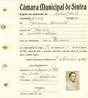Registo de matricula de carroceiro em nome de Joaquina Clemente, moradora em Gouveia, com o nº de inscrição 2154.